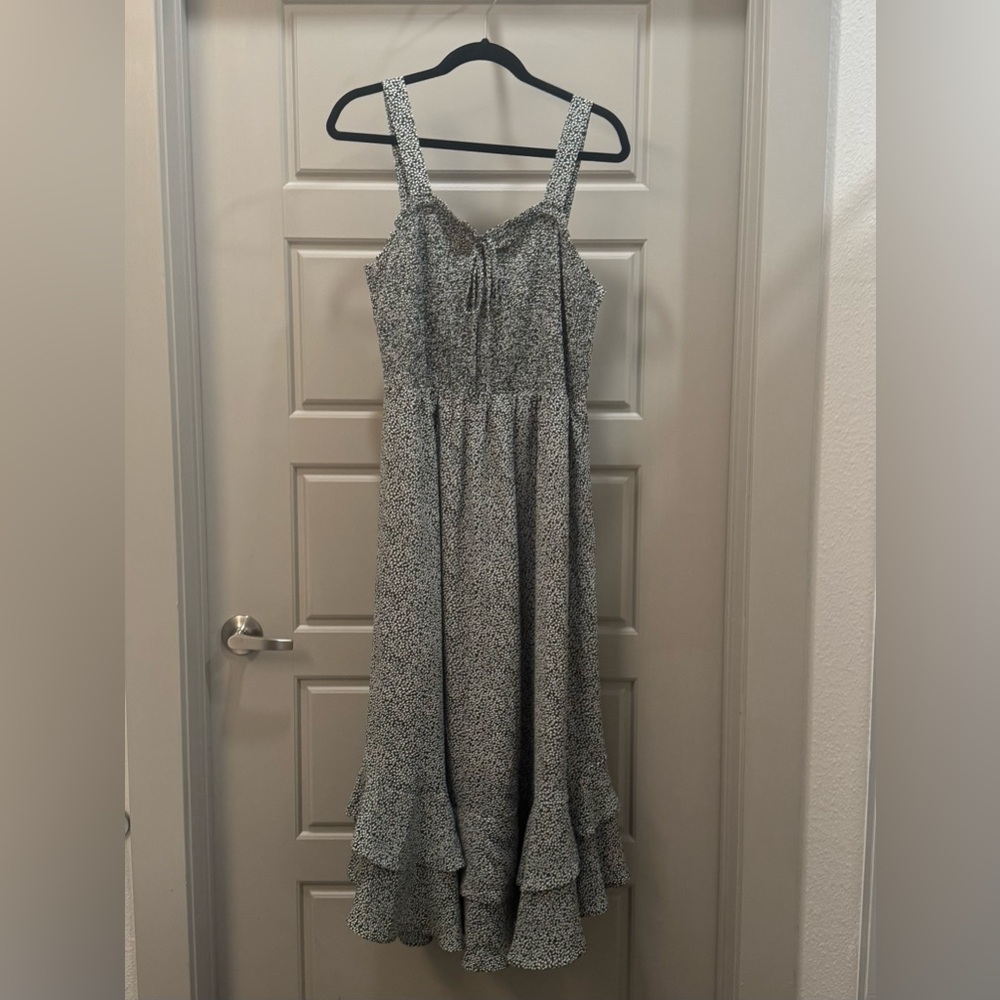 Grace Karin Green Floral Ruffle Maxi Dress